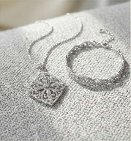 Pendant & Bracelet Silver Set