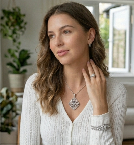 Pendant & Bracelet Silver Set